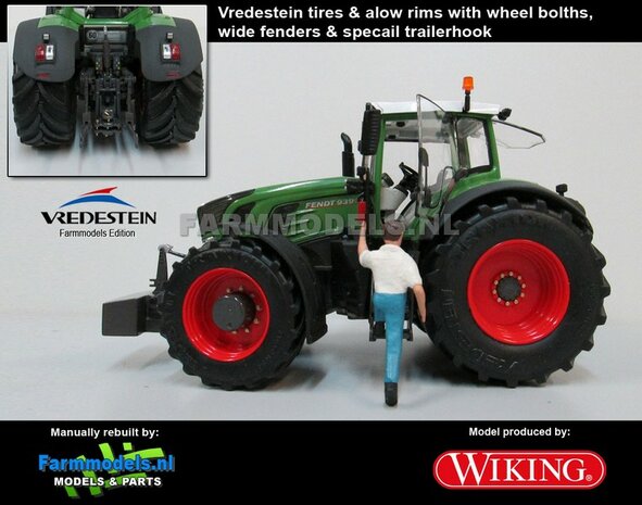 VOORBEELD FOTO&#039;S Fendt 939 Vario G2 (2014/Tier IV), Brede banden + spatborden + trekhaak - 1:32 Wiking Handmatig verbouwd / Manually rebuilt