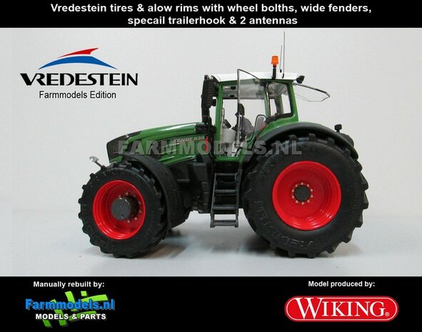 VOORBEELD FOTO&#039;S Fendt 939 Vario G2 (2014/Tier IV), Brede banden + spatborden + trekhaak + antennes- 1:32 Wiking Handmatig verbouwd / Manually rebuilt