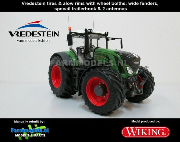 VOORBEELD FOTO&#039;S Fendt 939 Vario G2 (2014/Tier IV), Brede banden + spatborden + trekhaak + antennes- 1:32 Wiking Handmatig verbouwd / Manually rebuilt