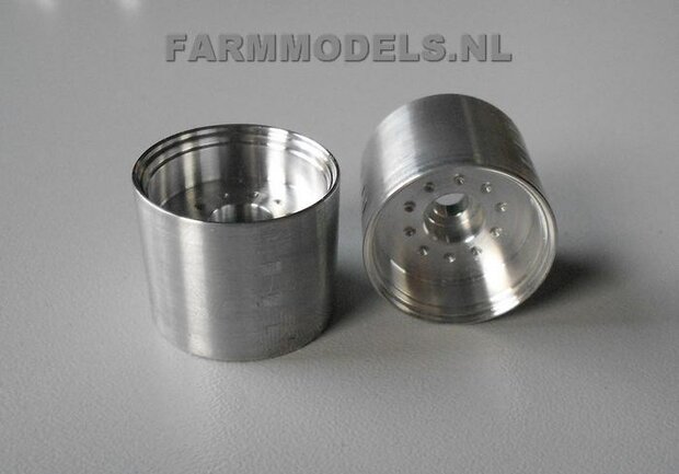 2x aluminium gedraaide velgen Zonder Vredestein 800/45 R30.5, op ROS assen buitenwerk 90 mm
