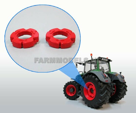 2x Wielgewicht &Oslash; 24.4 mm  Fendt rood  Die Cast 1:32 