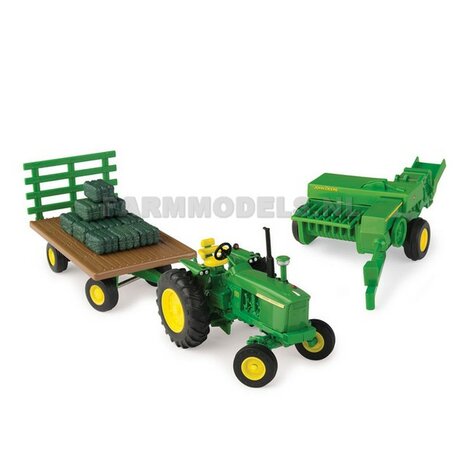 Combiset John Deere 4020 + 348 pers + aanhanger + 12 balen 1:32 ERTL 2017 ERT46667