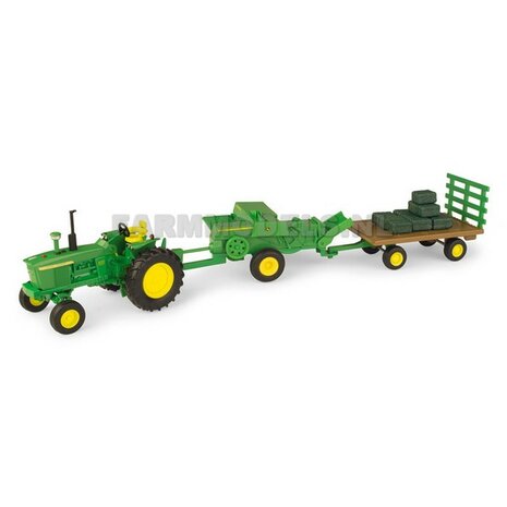 Combiset John Deere 4020 + 348 pers + aanhanger + 12 balen 1:32 ERTL 2017 ERT46667