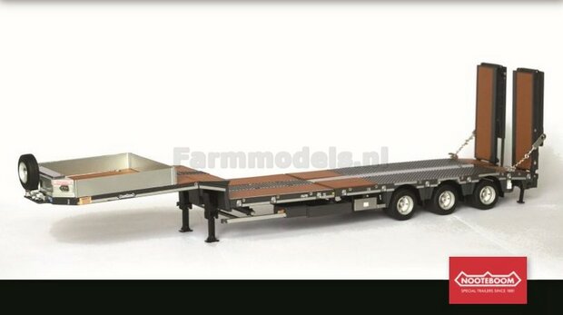 ANTRACIET met WOOD Nooteboom semi lowloader 1:32 Marge Models MM1812-02    