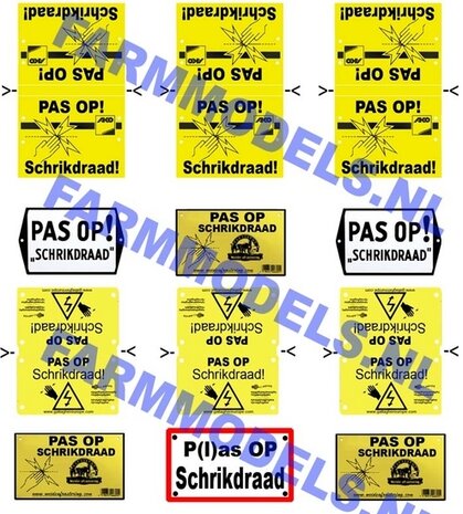 GEV-00010 PAS OP! Schrikdraad stickerset