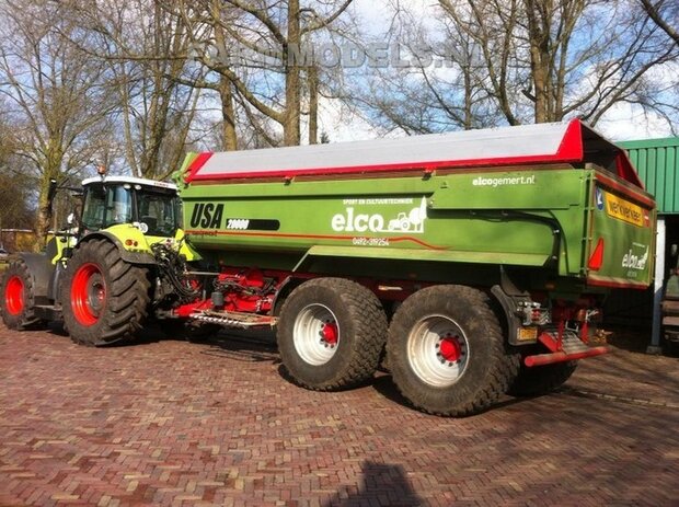 416. Claas Axion 850 &amp; USA 2000 kipper, op Michelin Cargo XBib Farmmodels banden met aluminium velgen