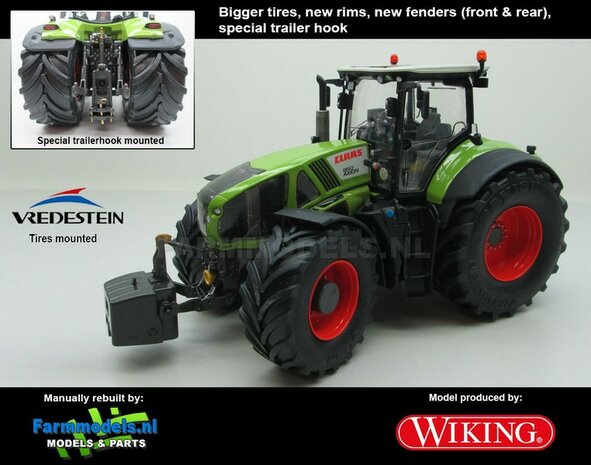 VOORBEELD FOTOS  Rebuilt Claas Axion 950 VREDESTEIN Banden + TREKHAAK 1:32 Wiking WK77314-R