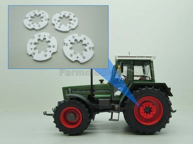 4x Wielgewichten &Oslash; 18.7 x 1,5 mm  WIT Fendt (615) Kunststof wit Blank geleverd   1:32