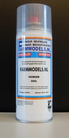 Herder GEEL Spuitbus / Spray paint - Farmmodels series = Industrie lak, 400ml. ook voor schaal 1:1 zeer geschikt!!