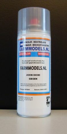 John Deere GROEN (o.a. 7430/6930) Spuitbus / Spraypaint - Farmmodels series = Industrie lak, 400ml. ook voor schaal 1:1 zeer geschikt!!  