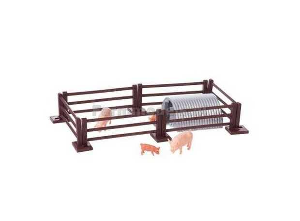 Varkens hok + 2 Varkes &amp; 2 biggetjes + hekwerk - dieren hokken stal varkens verblijf 1:32 BR43140A1