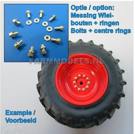 John Deere 7710 Aluminium achteras velgen  +  banden &Oslash; 62 mm, geschikt voor de John Deere 7710 Schuco 1:32 