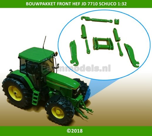 Fronthef Delen John Deere 7710 Schuco, gespoten in Artisan JD groen  BOUWKIT  1:32   04130                                           