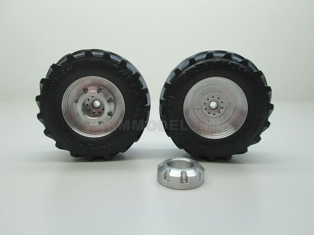 2x Wielgewicht blank John Deere (7310R) &Oslash; 24.5 mm, uit massief Aluminium gefreesd, 1:32   