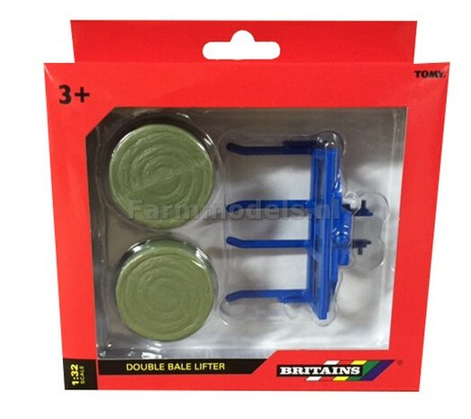 FLEMING Dubbele balenvork / Baal lader / Baal hevel &amp; 2x ronde balen &Oslash; 46 mm 1:32 Britains 431411