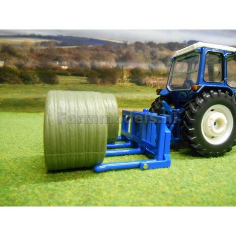 FLEMING Dubbele balenvork / Baal lader / Baal hevel &amp; 2x ronde balen &Oslash; 46 mm 1:32 Britains 431411