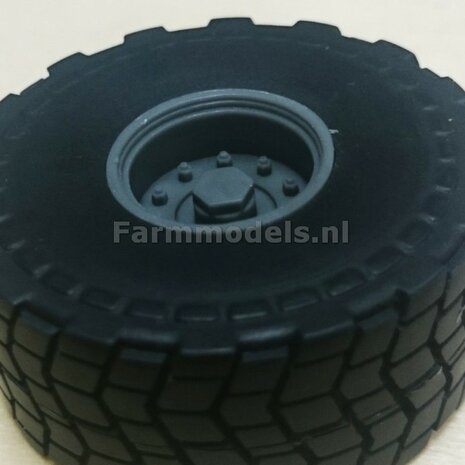 2x Michelin XS Transportband + kunststof velg grijs &Oslash; 40.5 mm  Michelin profiel band + velg 1:32 04270                     