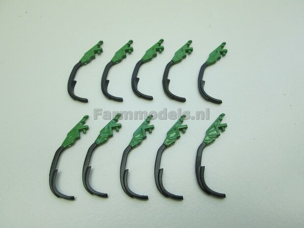 10x Cultivator tanden / Sporen lichters groot, Amazone Groen / zwart kunststof 1:32  9040                      