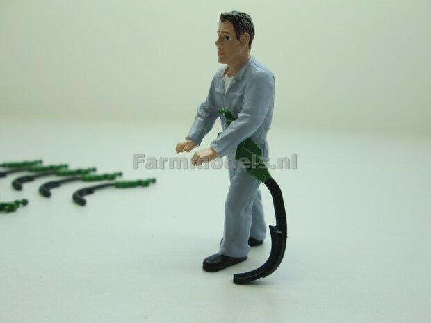10x Cultivator tanden / Sporen lichters ong. 27mm hoog groot, Amazone Groen / zwart kunststof 1:32  9040                      