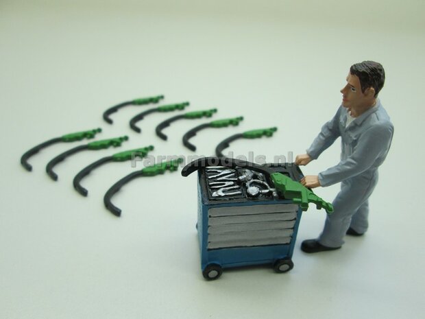 10x Cultivator tanden / Sporen lichters groot, Amazone Groen / zwart kunststof 1:32  9040                      