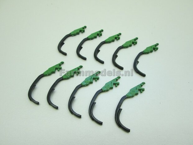 10x Cultivator tanden / Sporen lichters groot, Amazone Groen / zwart kunststof 1:32  9040                      