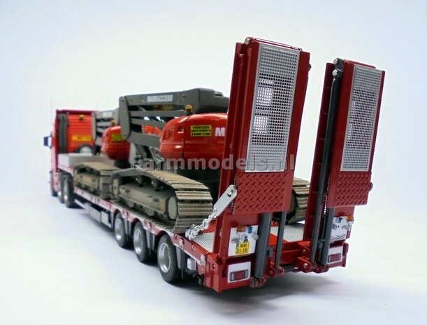 ANTRACIET met WOOD Nooteboom semi lowloader 1:32 Marge Models MM1812-02    