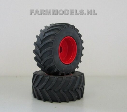 2x Vooras velg Fendt Xylon Aluminium + Brede vooras banden, BLANK geleverd, 1:32    