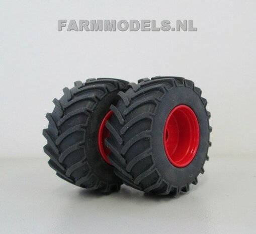 2x Vooras velg Fendt Xylon Aluminium + Brede vooras banden, BLANK geleverd, 1:32    