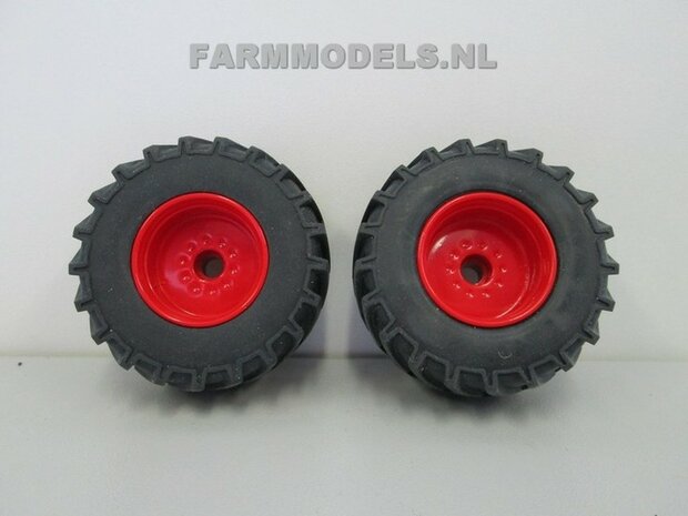 2x Vooras velg Fendt Xylon Aluminium + Brede vooras banden, BLANK geleverd, 1:32    