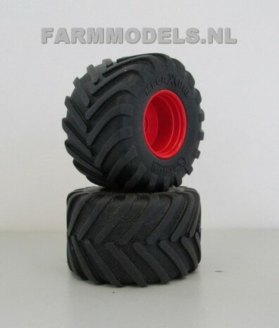 Achteras velgen + Brede lage druk Banden tbv Fendt Xylon 522/524 BLANK geleverd 1:32 