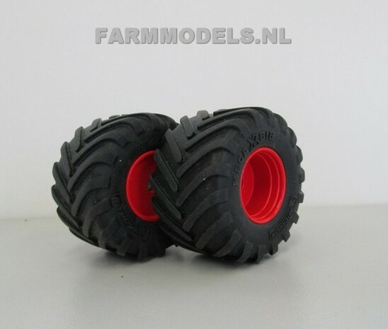 Achteras velgen + Brede lage druk Banden tbv Fendt Xylon 522/524 BLANK geleverd 1:32 