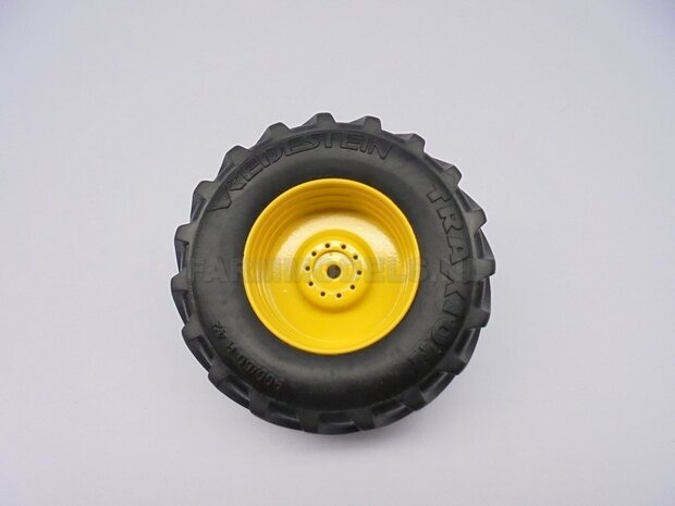 &Oslash;&nbsp; 68 x 32 mm: JOHN DEERE 8500i: 2x Vredestein banden + ALUMINIUM Velgen BLANK geleverd voor de vooras van de  John Deere 8500i hakselaar, 1:32            