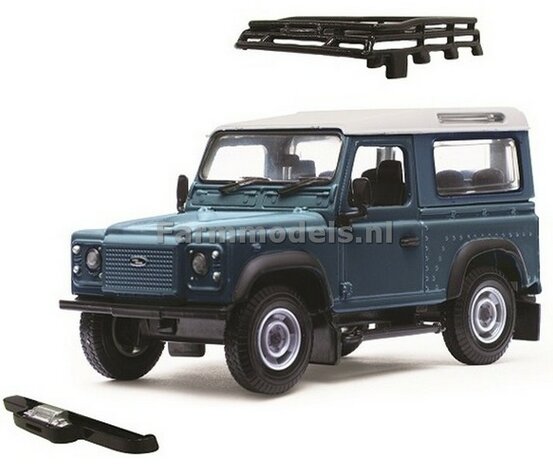 BLAUW METALIC Landrover Defender met Roof en Lier 1:32 Britains BR43217 