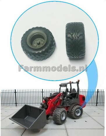 &Oslash; 28 mm: 2x Banden met profiel perfect voor o.a. Weidemann shovel  1:32   04286  