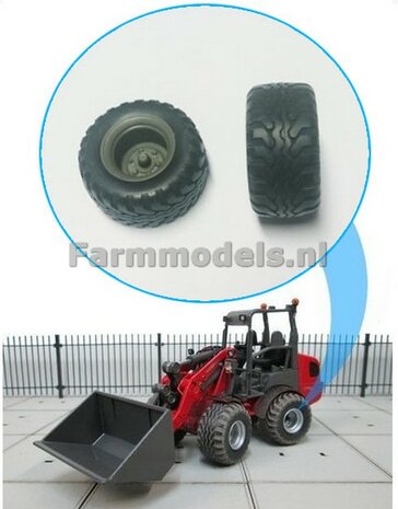 Banden met profiel &Oslash; 28 mm, perfect voor o.a. Weidemann shovel  1:32   04286  