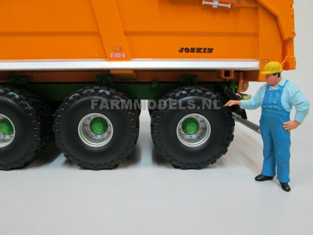 2x Joskin groen BPW Eindvertraging VLAKKE ONDERKANT!!, &Oslash; 9 mm t.b.v. velgen dubbelle montering truck / vrachtwagen bandenset - 1:32 