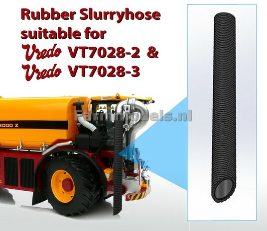 (Vredo) 10&quot; Zuigarm Slang, Zwart flexibel Rubber 1:32 Vredo VT7028 