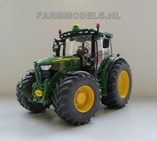 2x Eindkappen John Deere 6125R geel &Oslash; 10.8 mm voor JD 6125 vooras velgen  (aluminium velgen)   1:32 