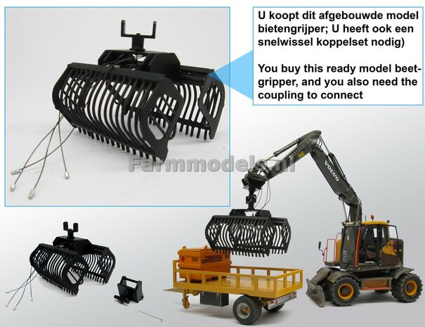 Afgebouwde Bietengrijper ZWART, geschikt voor div. snelwisselsets 1:32 - 03213 N 
