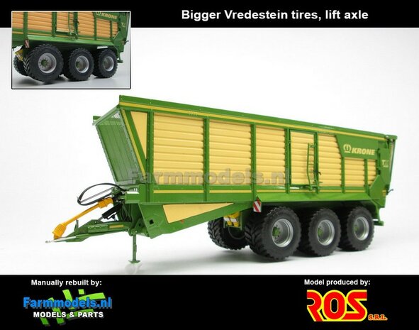 VOORBEELD FOTO  Krone TX 560-D Silage Transportwagen met Liftas op Vredestein banden Farmmodels editie ROS, 1:32   EXAMPLE