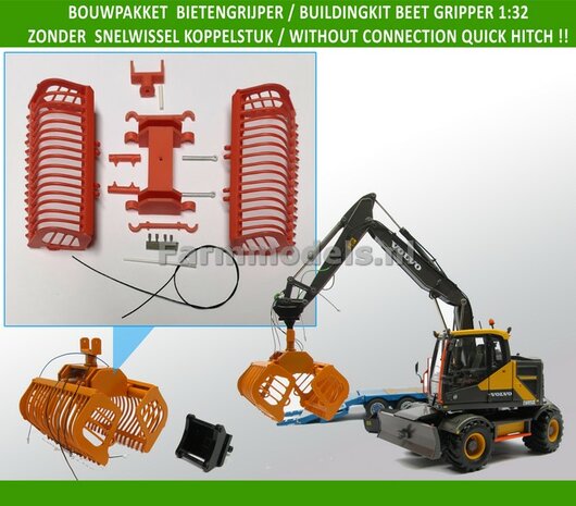 Bouwkit Bietengrijper ORANJE, geschikt voor div. snelwisselsets, geleverd Zonder koppelstuk    1:32   03113 O        