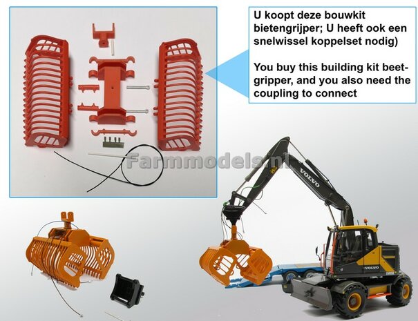 Bouwkit Bietengrijper ORANJE, geschikt voor div. snelwisselsets, geleverd Zonder koppelstuk    1:32   03113 O        