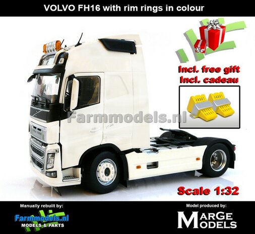 Rebuilt CREAMWHITE 2 Axle Volvo FH16 + VELGPLAAT WIT/ CREME incl. gratis set Wielkeggen 1:32 MM1810-01-R   LAST ONE