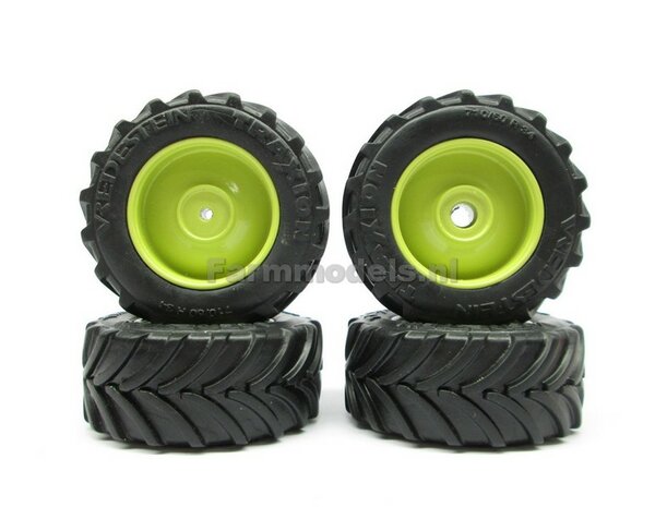 &Oslash; 53.3 mm: 4x MB trac 1600 Weise aluminium velgen MB trac Groen + Vredestein banden 1:32           