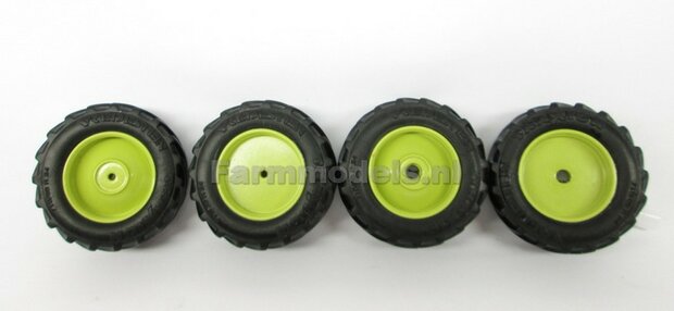 &Oslash; 53.3 mm: 4x MB trac 1600 Weise aluminium velgen MB trac Groen + Vredestein banden 1:32           