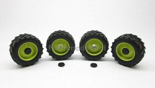 &Oslash; 53.3 mm: 4x MB trac 1600 Weise aluminium velgen MB trac Groen + Vredestein banden 1:32           