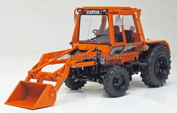 KOMMUNAL Deutz Intrac 2003 A met voorlader (1974-1978) - ORANJE 1:32 Weise Toys WT1109