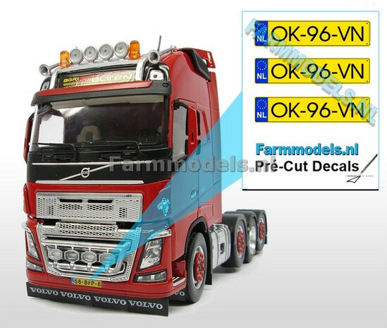 OK-96-VN  3x NL Kentekenplaatsticker Pr&eacute;-Cut Decals 1:32 Farmmodels.nl