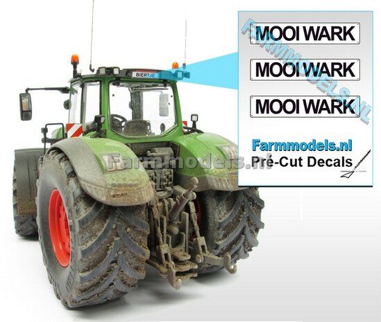 MOOI WARK  3x WITTE Kentekenplaatsticker ZWARTE LETTERS Pr&eacute;-Cut Decals 1:32 Farmmodels.nl