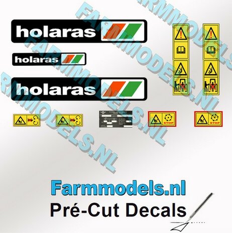 holaras + Warning Verzamelset sticker Pr&eacute;-Cut Decals 1:32 Farmmodels.nl